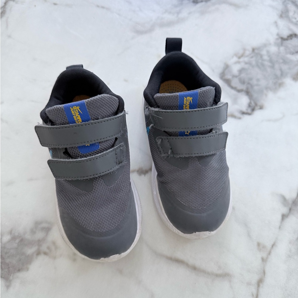 Nike Gray and Blue Sneakers Velcro Straps